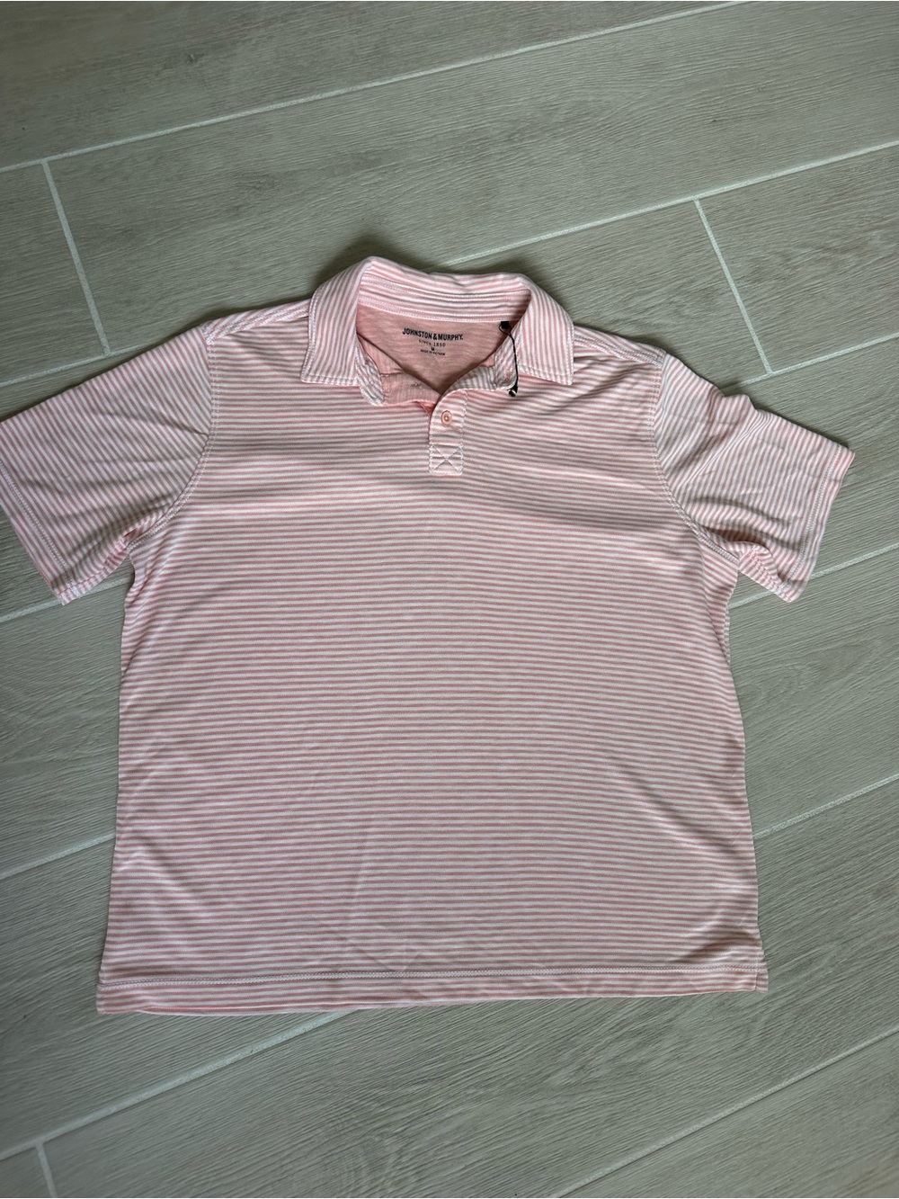 Men's Pink Striped Polo Shirt Johnston and Murphy